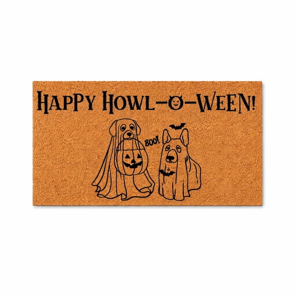Happy Howl O Ween Doormat, Halloween Dog Costume Porch Mat, Boo Dog Entryway Floor Mat (36x72 inches) WoodByStu 5499