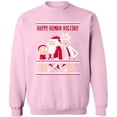thumbnail image 1 of Happy Human Holiday Crewneck Santa Claus Christmas Unisex Outfit Color Pink X-Large, 1 of 1