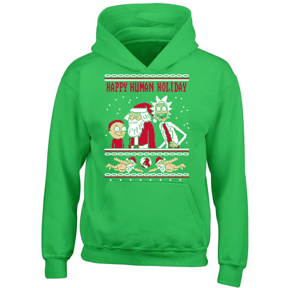Happy Human Holiday Printed Gold Hoodie Christmas Sweater 3X-Large