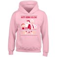 thumbnail image 1 of Happy Human Holiday Printed Light Pink Hoodie Christmas Sweater Medium, 1 of 2