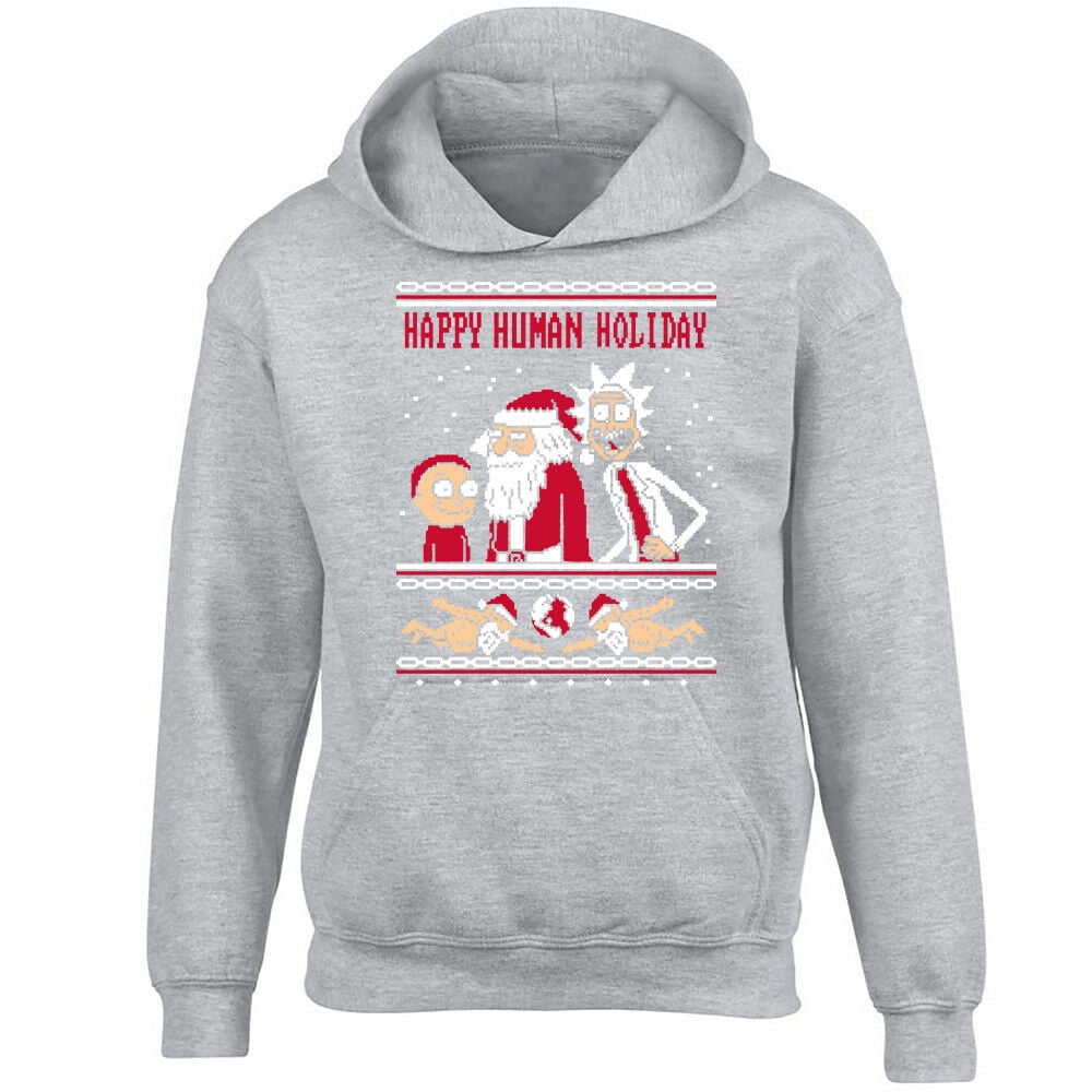 Happy Human Holiday Printed Sport Gray Hoodie Christmas Sweater Medium Walmart