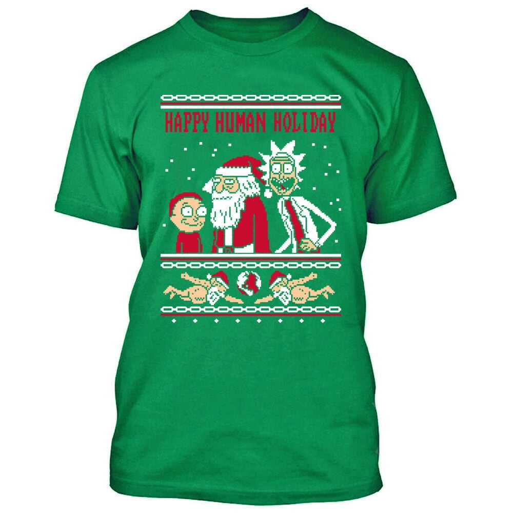 Happy Human Holiday Santa Christmas T-Shirt Color White 3X-Large