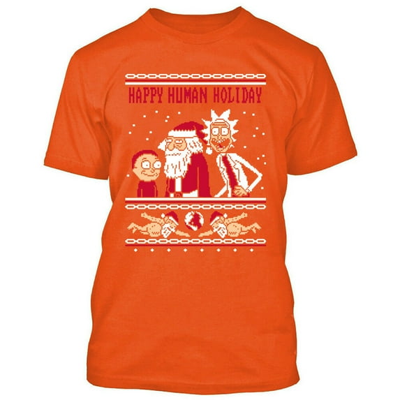 Happy Human Holiday Santa Christmas T-Shirt Color Orange Large