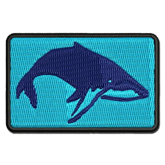 Happy Humpback Whale Applique Multi-Color Embroidered Hook & Loop Patch - 3 Inch Medium