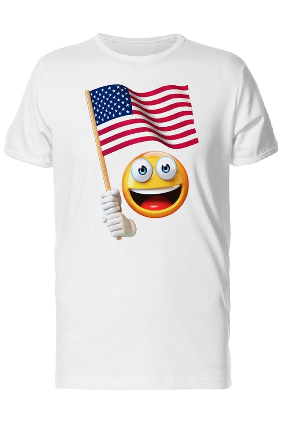 Happy Icon With Usa Flag T-Shirt Men -Image by Shutterstock, Male Small