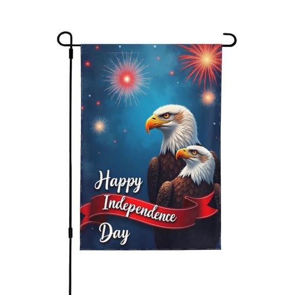 Happy Independence Day Patriotic Eagle Garden Flag Double Sided 12x18 Inch Outdoor Yard Decor For 4th Of July Decoration Holiday Festive Banner
