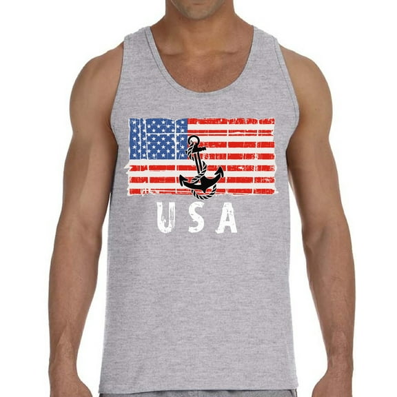 Happy Independence Day Tank Top for Men - 4th of July Anchor USA Graphic Tanks Patriotic Outfit