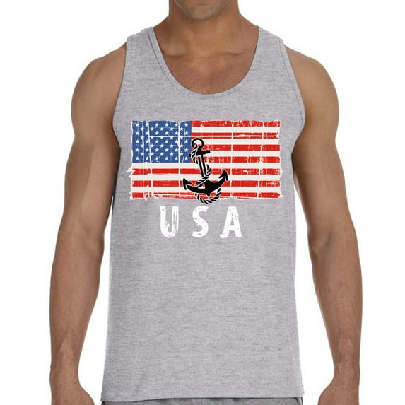 Happy Independence Day Tank Top for Men - 4th of July Anchor USA Graphic Tanks Patriotic Outfit