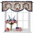 thumbnail image 1 of Happy Independence Day Tie Up Valances Curtain, Adjustable Kitchen U. S. Flag Themed Bow Flowers Wreath Retro Valances for Windows Decor, Rod Pocket Short Curtains Set for Bedroom/Bathroom, 54"x18", 1 of 9