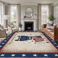 thumbnail image 1 of Happy Independence Day Washable Area Rug 5 x 7 ft Blue Cartoon Truck U. S, Flag Retro, Soft Non Slip Rugs Stain Repellent Indoor Felt Carpet for Living Dining Room Bedroom Home Office, 1 of 9