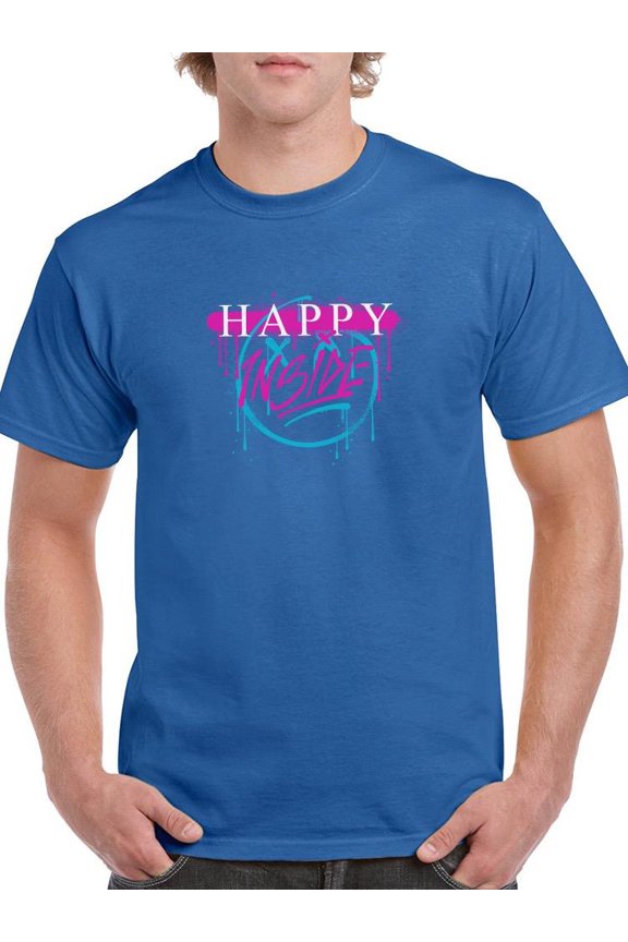 Happy Inside Spray Drip Ink T-Shirt Men -Image by Shutterstock, Male Small