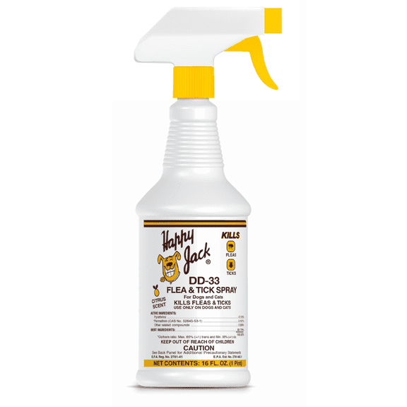 Happy Jack DD-33 Flea and Tick Spray for Pets, 16 oz Bottle