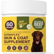 Dermaplex Skin & Coat Supplement Powder for Dogs, Omega-Rich Flaxseed, Biotin, Zinc & Vitamin E Daily Formula, 60 Servings