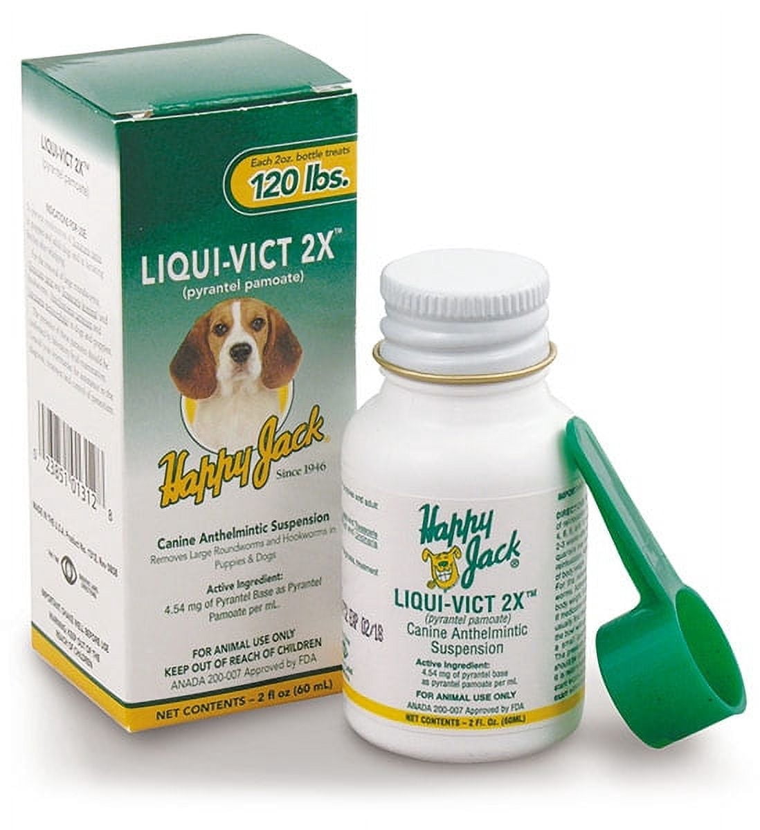 Happy Jack Liqui-Vict 2X Liquid Dog Dewormer, Butterscotch Flavor, 2 oz, for Dogs