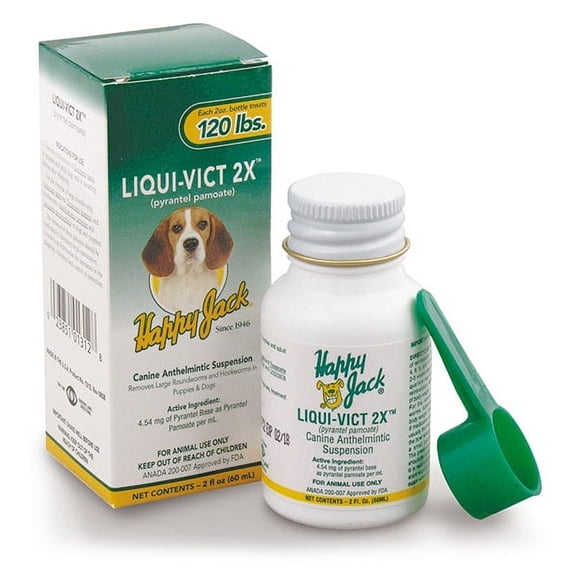 Happy Jack Liqui-Vict 2X Liquid Dog Dewormer, Butterscotch Flavor, 2 oz, for Dogs