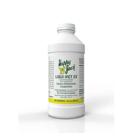 Happy Jack Liqui-Vict 2X Dog Dewormer Liquid, 8 oz Oral Treatment for Dogs, Helps Remove Roundworms & Hookworms, Butterscotch Flavor