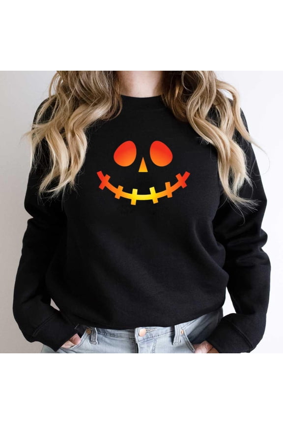 Happy Jack O' Lantern Face, Funny Halloween Pumpkin Graphic SW17737 Unisex Sweatshirt, Up to Size 5XL