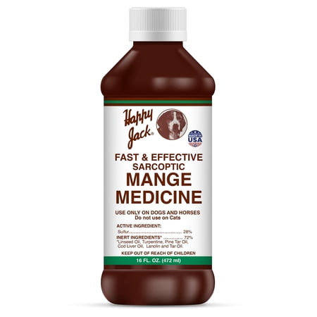 Happy Jack Mange Medicine for Dogs & Horses - Soothes Hot Spots, Mange, Fungi, Allergies, Eczema - 16 oz