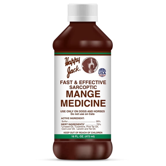 Happy Jack Mange Medicine for Dogs & Horses - Soothes Hot Spots, Mange, Fungi, Allergies, Eczema - 16 oz