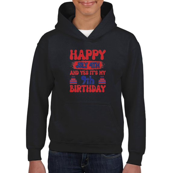 Happy July 4Th, 8Th Birthday Hoodie Juniors -Image by Shutterstock, Small