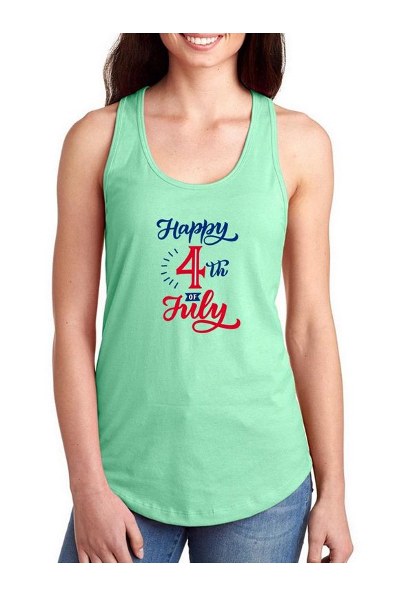 Happy  July 4Th Racerback Tank Women -Image by Shutterstock, Female Large