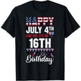 thumbnail image 1 of Happy July 4th And Yes It's My 16th Birthday American Flag Funny Creative Graphic T-Shirt, 1 of 3
