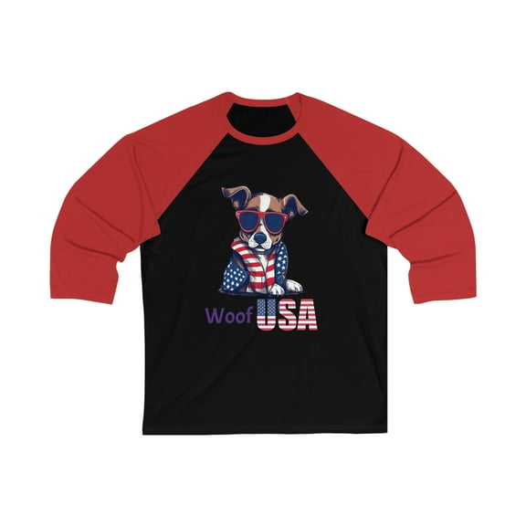 Happy July 4th Patriotic Dog Unisex 3\4 Sleeve Baseball Tee