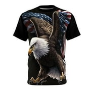 Happy July 4th Patriotic Eagle American Flag Unisex Cut & Sew Tee (AOP)