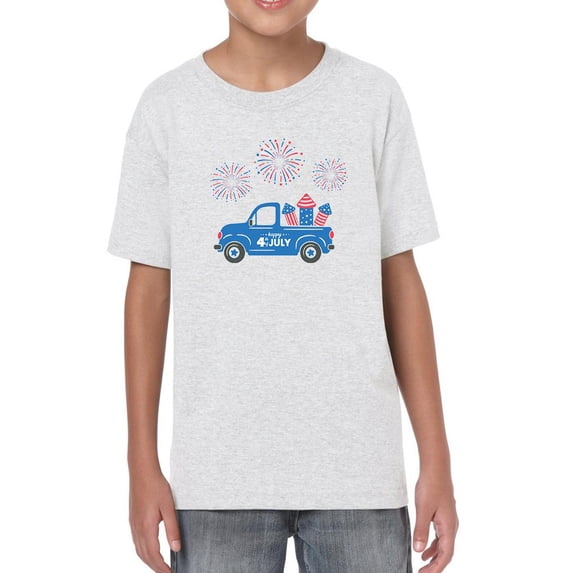 Happy July 4th Truck T-Shirt Juniors -Image by Shutterstock, x-Small
