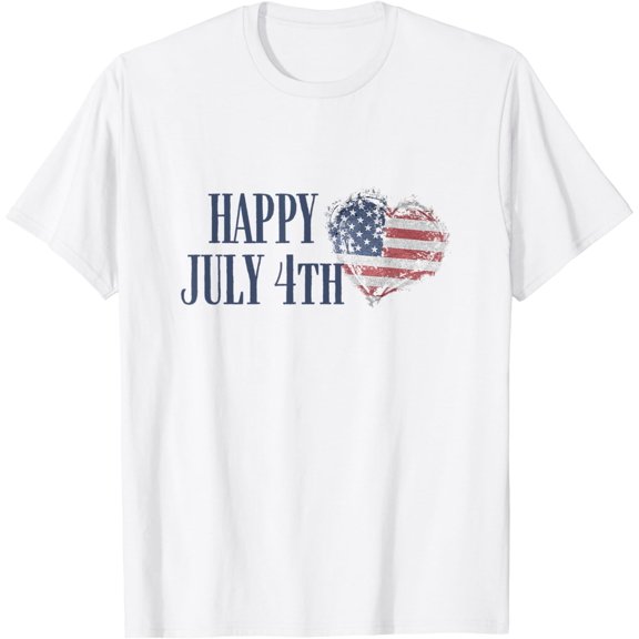 Happy July 4th heart patriotic Independence Day man woman T-Shirt
