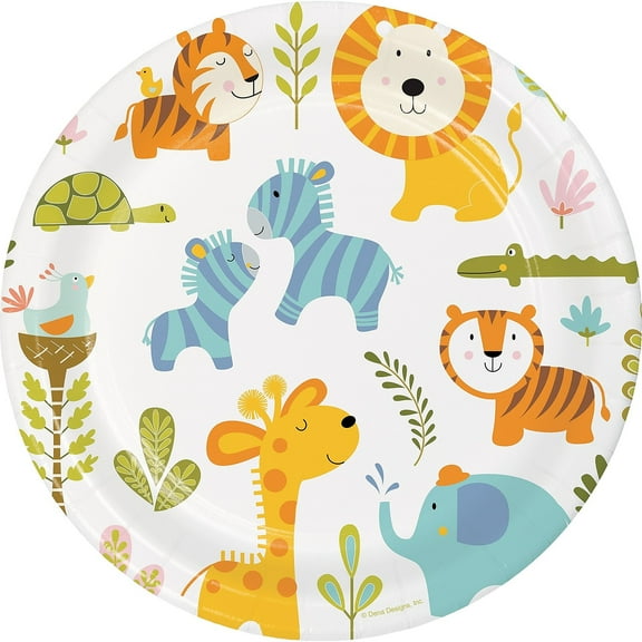 Happy Jungle Round Paper Plates 8 Count for 8 Guests