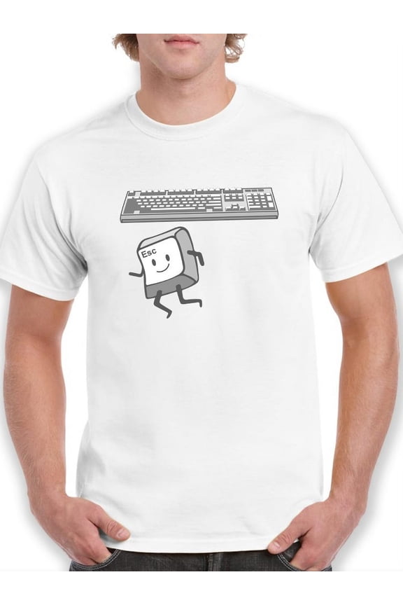 Happy Keyboard Escape Key Men T-Shirt, Male Large