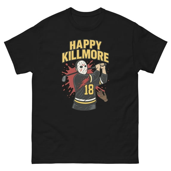 Happy Killmore Parody Golf Graphic T-Shirt – Funny Horror-Inspired Sports Tee (Black)