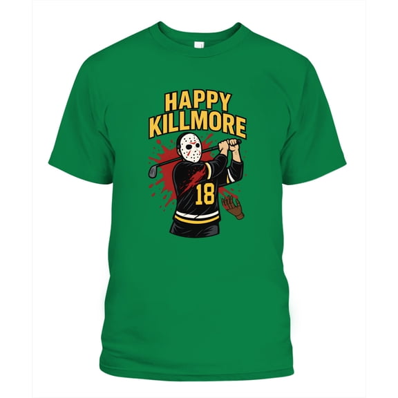 Happy Killmore Parody Golf Graphic T-Shirt – Funny Horror-Inspired Sports Tee (Turf Green)