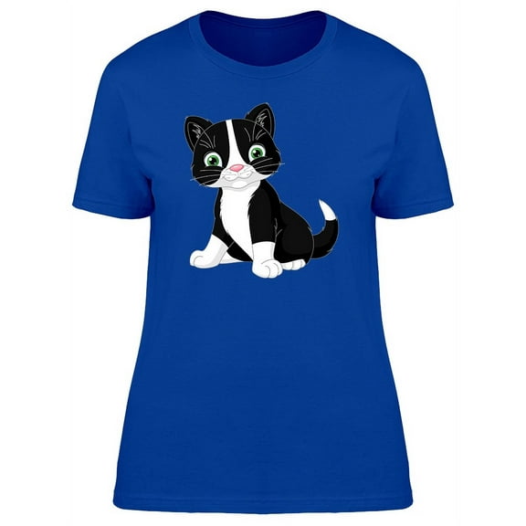 Happy Kitten Cartoon T-Shirt Women -Image by Shutterstock, Female Medium