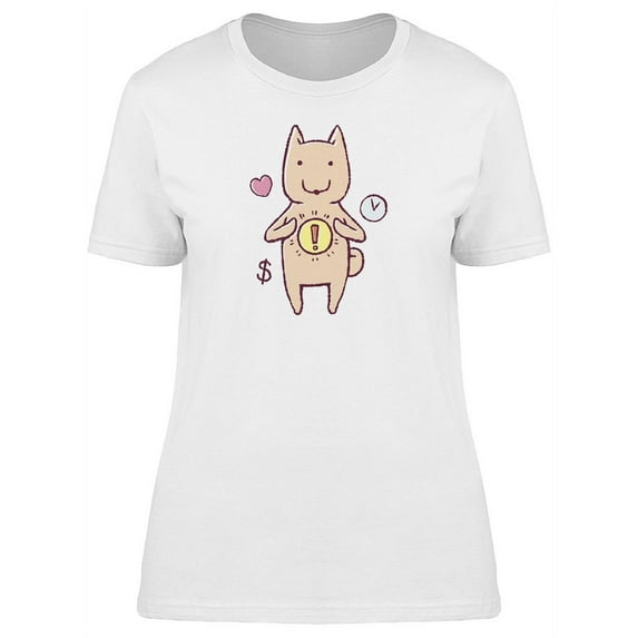 Happy Kitten Doodle Cartoon T-Shirt Women -Image by Shutterstock, Female Medium