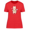 thumbnail image 1 of Happy Kitten Doodle Cartoon T-Shirt Women -Image by Shutterstock, Female Small, 1 of 2