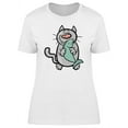 thumbnail image 1 of Happy Kitten With Fish Doodle T-Shirt Women -Image by Shutterstock, Female Medium, 1 of 2