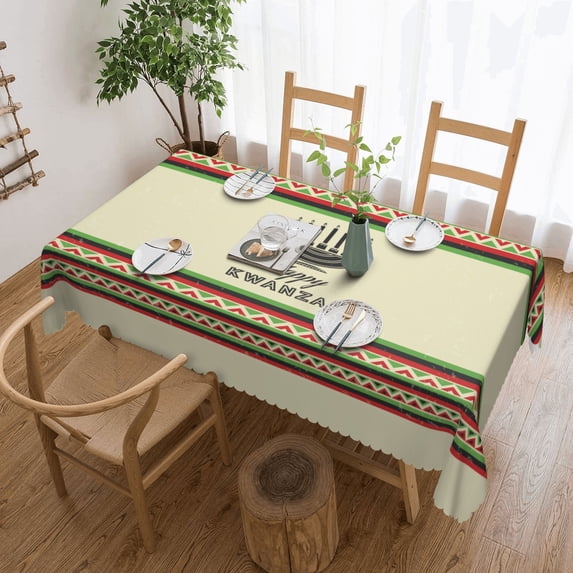 Happy Kwanzaa African Heritage Holiday Tablecloth Rectangle Waterproof Spill-Proof Table Cloth Cover For Kitchen Dining Farmhouse Party Wedding Outdoor Picnic Camping 54x72in