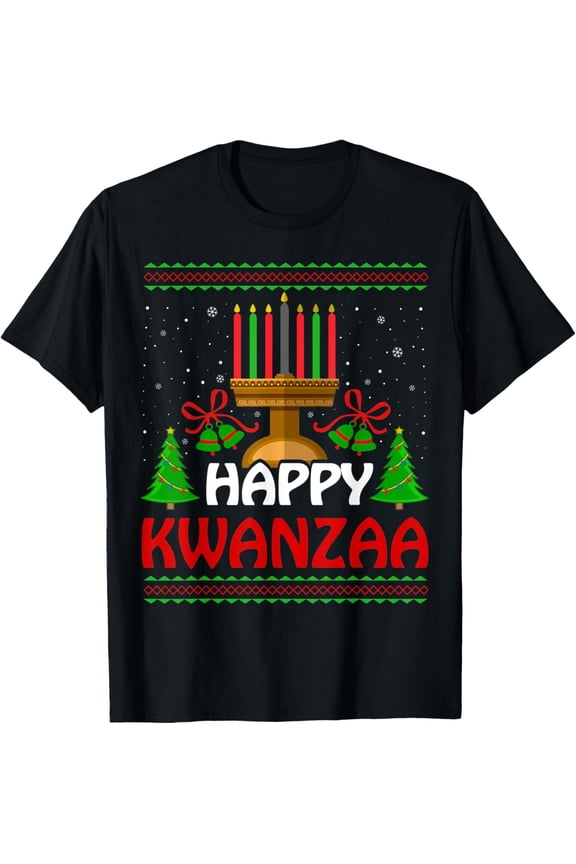 Happy Kwanzaa African Woman Karamu 6th Day Celebration T-ShirtMen and women, Black T-shirt, size: Extra large