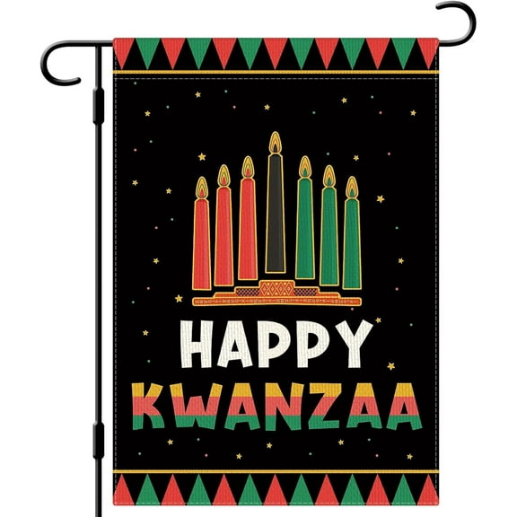 Happy Kwanzaa Garden Flag 12.5x18 Double Sided Vertical Kinara Candles Celebrates African Americans Heritage Farmhouse Yard Flag Outdoor Decor