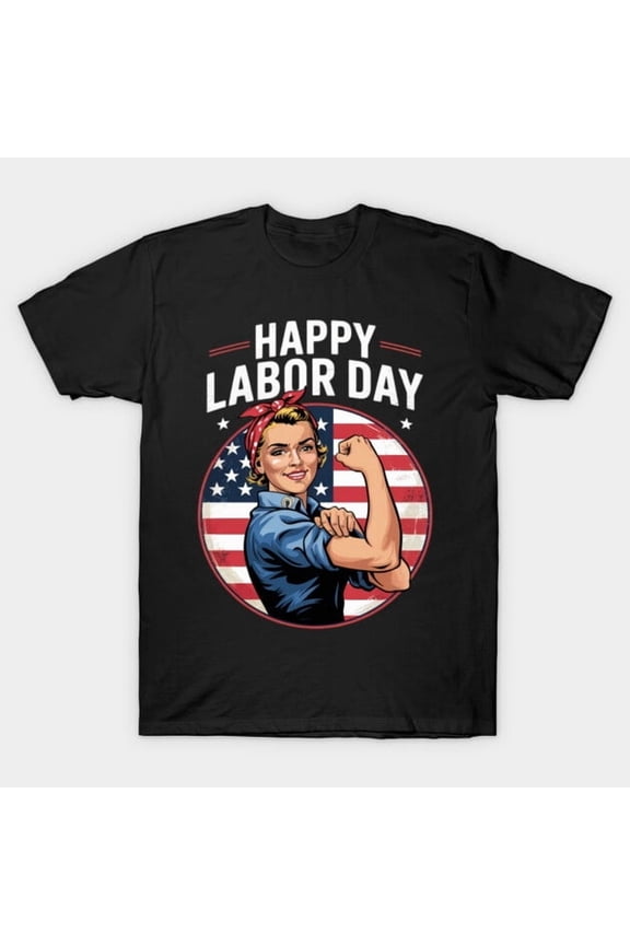 Happy Labor Day American Messy Bun Women USA Flag Holiday Union Strong Unisex T-Shirt - Trending Now