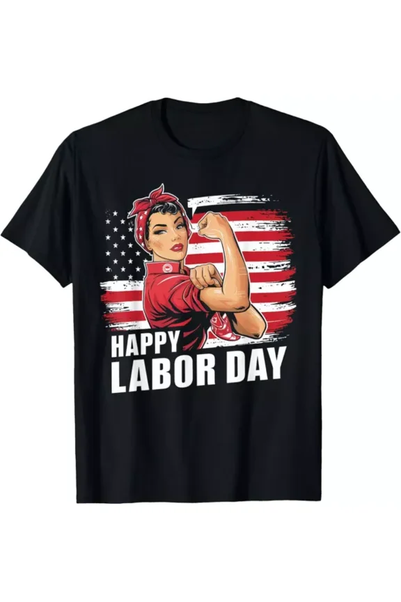 Happy Labor Day For Women Labor Day Messy Bun Usa Flag T-Shirt Unisex S-5XL Hot Trending Shirt, Vintage Birthday Gift