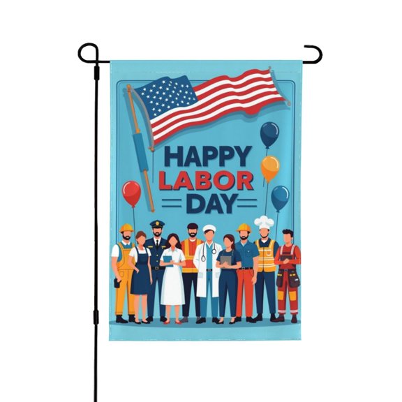 Happy Labor Day Garden Flag 12x18 Inch Double Sided Patriotic USA American Flag Outdoor Yard Decoration For Porch, Lawn & Patio