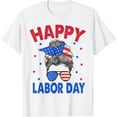 thumbnail image 1 of Happy Labor Day Shirt For Women Labor Day Messy Bun USA Flag T-Shirt, 1 of 4