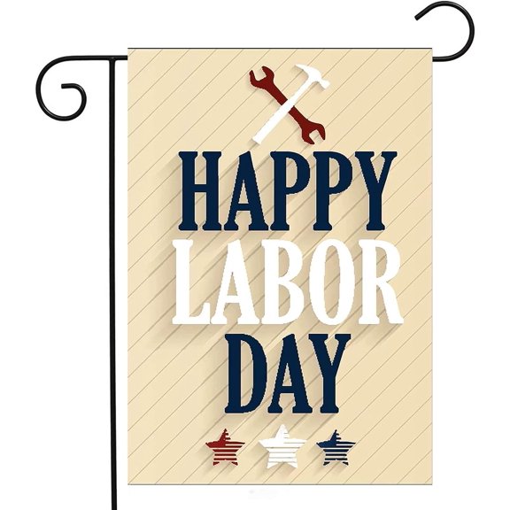 Happy Labor Day Stars Garden Yard Flag 12"x 18" Double Sided, Polyester Celebrate Labor day Holiday Welcome House Flag Banners for Patio Lawn Outdoor Home Decor
