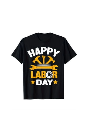 Happy Labor Day Tee Patriotic Graphic T Shirt Tops Cotton Comfort Fit Fashion Casual Black S-5XL