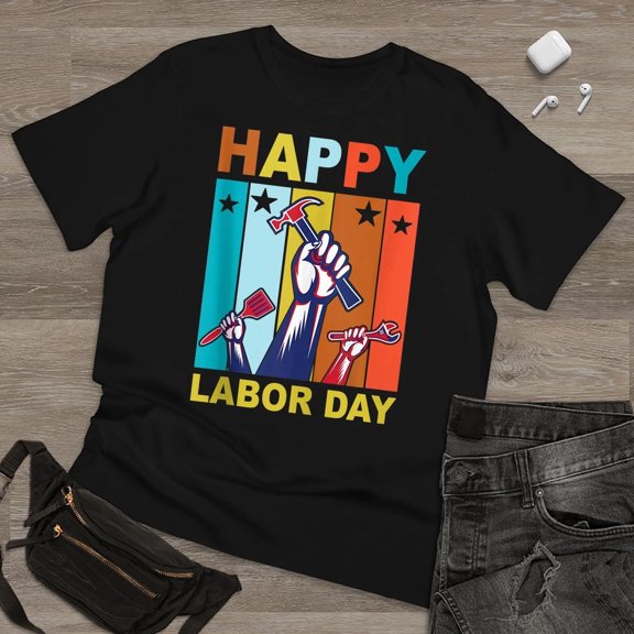 Happy Labor Day Unisex Black T-Shirt