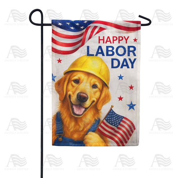Happy Labor Day Worker Dog Amusing Holiday Tribute Pet Outdoor Display, 28x40 POLE NOT INCLUDED