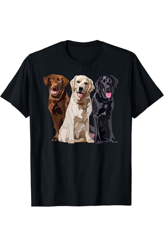 Happy Labrador Retriever Golden Black Brown Chocolate Lab T-Shirt Size S-5XL